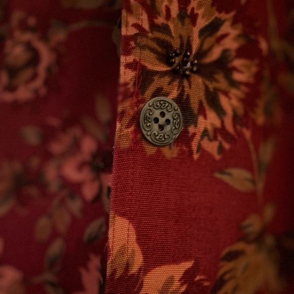 𝅺vintage 90s- 80s- Blouse- Jacket- Top- Floral- Red - Picture 4 of 7